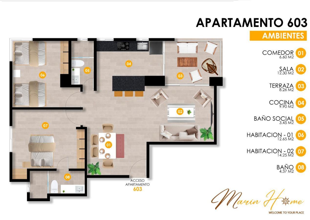 Apartamento Elegant Ocean - Front 2br 6 Floor
